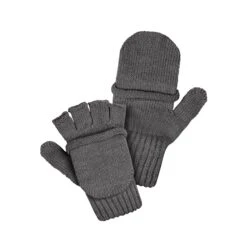 Kids' Knit Merino Convertible Mittens -Menique KNIT kids gloves velcro transformers dark gray 2