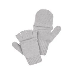 Kids' Knit Merino Convertible Mittens -Menique KNIT kids gloves velcro transformers light gray 2
