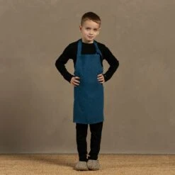 Kids' Linen Apron -Menique Kids Apron Cobalt Blue menique