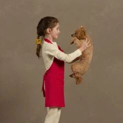 Kids' Linen Apron -Menique Kids Apron Hot Pink menique 1