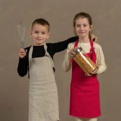Kids' Linen Apron -Menique Kids Aprons Hot Pink Natural menique