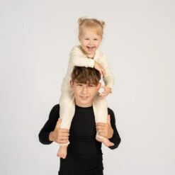 Kids' 160 Long Sleeve & Bottom 2-Piece Natural 10 Kids' 160 Long Sleeve & Bottom 2-Piece Natural -Menique Kids Merino Matching Set Black Natural 4