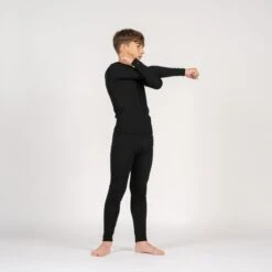 Kids' 160 Long Sleeve & Bottom 2-Piece Black -Menique Kids Merino set 250 Black 1