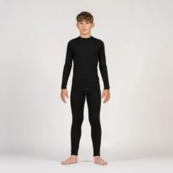 Kids' 160 Long Sleeve & Bottom 2-Piece Black -Menique Kids Merino set 250 Black 3