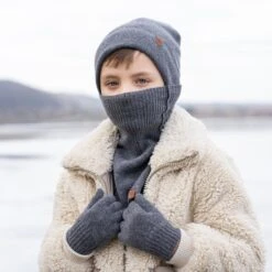 Kids' Knit Dickie Cashmere Blend -Menique Kids knit dickie dark gray 8