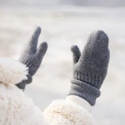 Kids' Knit Balaclava & Mittens Cashmere Blend 2-Piece -Menique Kids knit mittens dark gray 2 0f8ab262 443b 498c b29f 7fc2e88f73f6