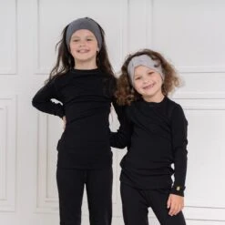 Kids' Knit Headband With Ribbon Cashmere Blend -Menique KidsHeadbandDarkGray HeadbandwithRibbonLightGray
