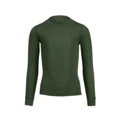 Kids' 160 Thermal Long Sleeve Crew Dark Green -Menique Kids 160 Top Dark Green 1