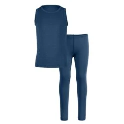 Kids' Merino Tank Top & Bottom 2-Piece Denim -Menique Kids 160 sleevess sets Denim1
