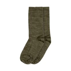 Kids' Merino Rib Crew Socks -Menique Kids 85 Merino Rib Thin Socks Green 2