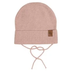 Baby Knit Beanie With Strings Cashmere Blend 6 Baby Knit Beanie With Strings Cashmere Blend -Menique Kids Baby Beanie with Strings Knitted Merino Cashmere Dusty pink