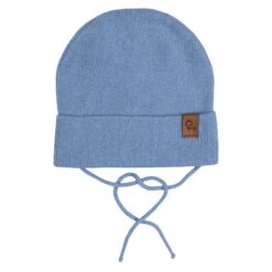 Baby Knit Beanie With Strings Cashmere Blend 7 Baby Knit Beanie With Strings Cashmere Blend -Menique Kids Baby Beanie with Strings Knitted Merino Cashmere light blue