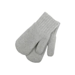 Kids' Knit Double Mittens Cashmere Blend -Menique Kids Double Mittens Knitted Merino Cashmere Light Gray M070A KKMIT