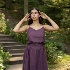 Linen Slip Top Kim 12 Linen Slip Top Kim -Menique Kim Sophia Two Piece Set Shadow Purple 4