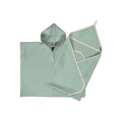 Linen Baby Towel & Poncho 2-Set -Menique Linen Baby Towel Poncho 2 Set mint green