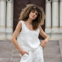 Linen Crop Top Ana Pure White -Menique Linen Blouse Ana Dakota Pure White 15