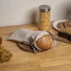 Drawstring Linen Bread Bag -Menique Linen Bread Bag 8