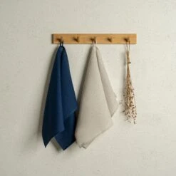 Kitchen Dish Towel 2-Pack -Menique Linen Dish Towel 45x70 Storm Blue Natural