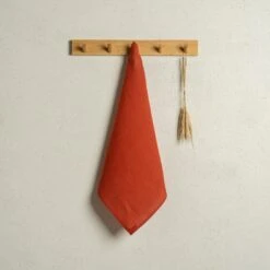 Linen Dish Towel Square -Menique Linen Dish Towel 50x50 Cinnamon Red