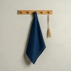 Linen Dish Towel Square -Menique Linen Dish Towel 50x50 Storm Blue