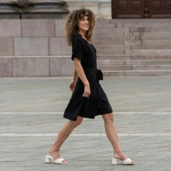 Linen Wrap Dress Eliana Pure Black -Menique Linen Dress Eliana Pure Black 12