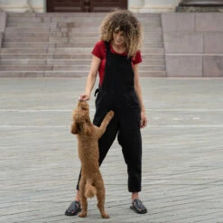 Linen Pinafore Jumpsuit Nicci Pure Black -Menique Linen Jumpsuit Nicci Pure Black 1