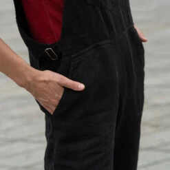 Linen Pinafore Jumpsuit Nicci Pure Black -Menique Linen Jumpsuit Nicci Pure Black 7