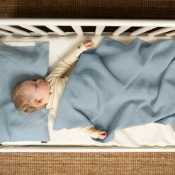 Linen Throw For Baby -Menique Linen Kids Blanket menique Cloudy Blue 1