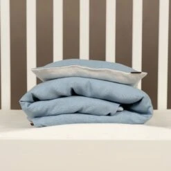 Linen Kids' Duvet Cover -Menique Linen Kids Duvet Pillowcase Cloudy Blue menique 1