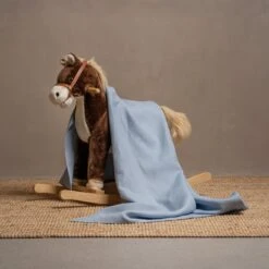 Linen Throw For Baby -Menique Linen Kids Throw Cloudy Blue 1