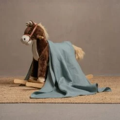 Linen Throw Blanket For Toddler -Menique Linen Kids Throw Mint Green