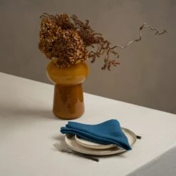 Linen Napkin Pure White -Menique Linen Napkin Cobalt Blue 1 1