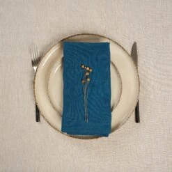 Linen Napkin 28 Linen Napkin -Menique Linen Napkin Cobalt Blue 2