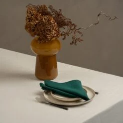 Linen Napkin Pure White -Menique Linen Napkin Dark Green 2