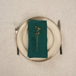 Reusable Linen Napkin -Menique Linen Napkin Dark Green 3