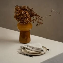 Linen Napkin Stone Green -Menique Linen Napkin Natural 1 2