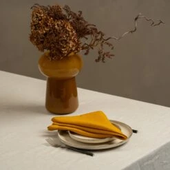 Linen Napkin Pure White -Menique Linen Napkin Spicy Yellow