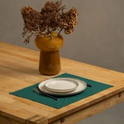 Linen Placemat 26 Linen Placemat -Menique Linen Placemat Dark Green