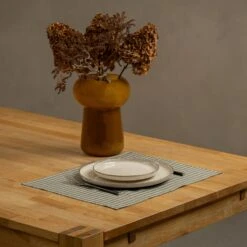 Natural 100% Linen Placemat -Menique Linen Placemat Green Check 2