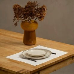 Natural 100% Linen Placemat -Menique Linen Placemat White 2