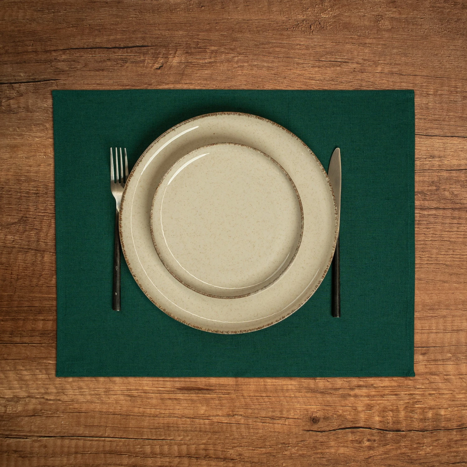 Linen Placemat Dark Green 2 Linen Placemat Dark Green - Image 2