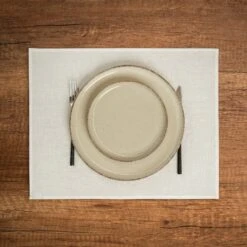 Natural 100% Linen Placemat -Menique Linen Placemats White 2