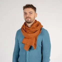 Linen Scarf For Men -Menique Linen Scarf For Men Wide 5