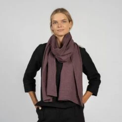 Women's Natural Linen Scarf -Menique Linen Scarf Shadow Purple 1 7554fee8 cecc 48d7 9eb4 ce5ace7e2c7c 1