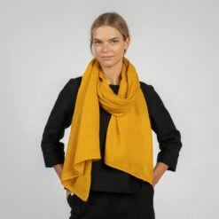 Women's Linen Scarf 29 Women's Linen Scarf -Menique Linen Scarf Spicy Yellow 1 2edbb77a 74cb 435d 98f7 24379cb4ad59 4