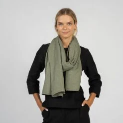 Unisex European Linen Scarf -Menique Linen Scarf Stone Green 1 293428f4 81c4 458a 9d13 080a7b16a2a0