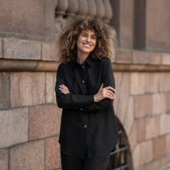 Women's Button-Up Blouse Rebeca -Menique Linen Shirt Rebeca Black 1 85697cd0 e57a 496f 8ebd 138a8c58707d 1