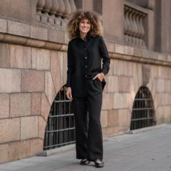 Linen Long Sleeve Shirt Rebeca -Menique Linen Shirt Rebeca Black 2