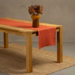 Linen Table Runner -Menique Linen Table Runner Cinnamon Red 1 8ef7e4de b37f 4384 b445 e6a2eb662b73