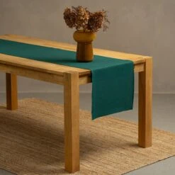 Natural 100% Linen Table Runner -Menique Linen Table Runner Dark Green 1 2e4061aa 94e0 4d41 b022 1e1056243750